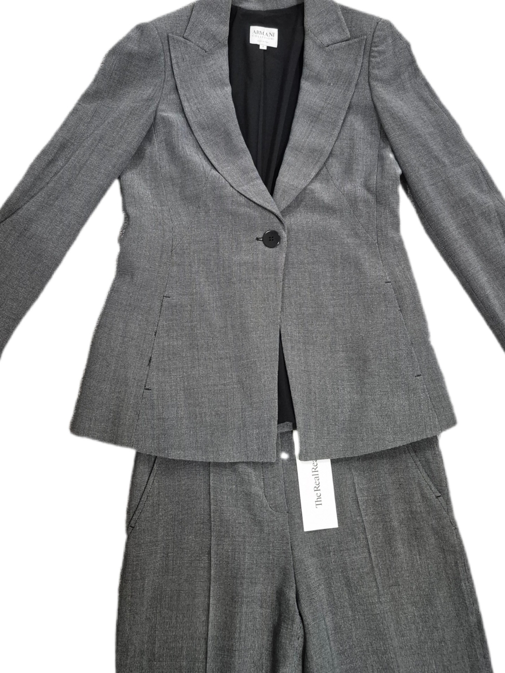 Armani Collezioni Gray Tailored Wool-Blend Women's Pantsuit